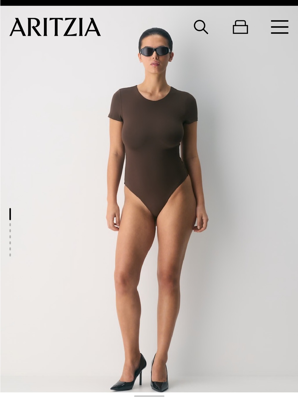 Babaton Short Sleeve Crew Bodysuit - Brown